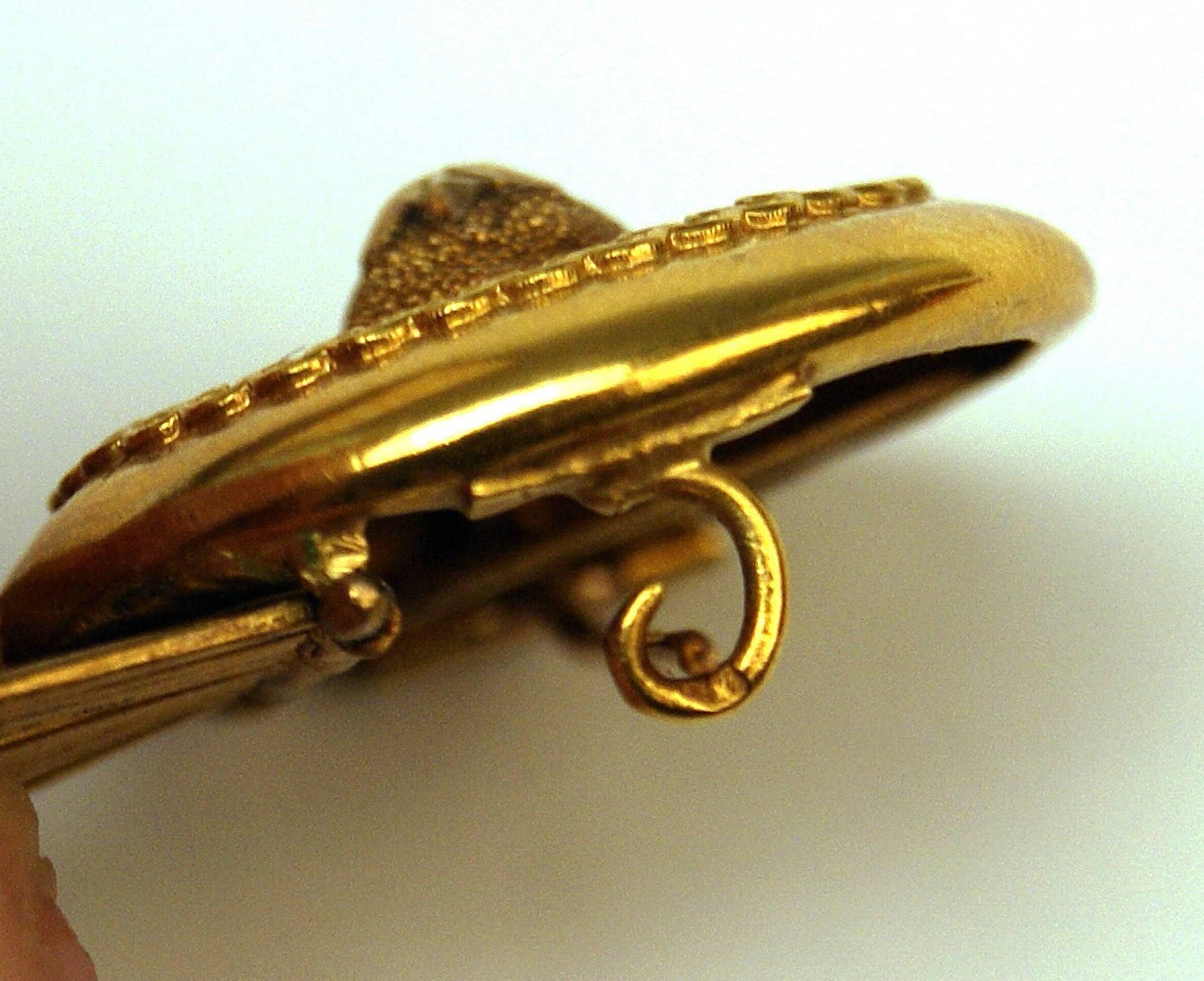 High Victorian Drop Earring Brooch Jewelry Set 14 Carat Gold 585 Vintage, Vienna, Austria