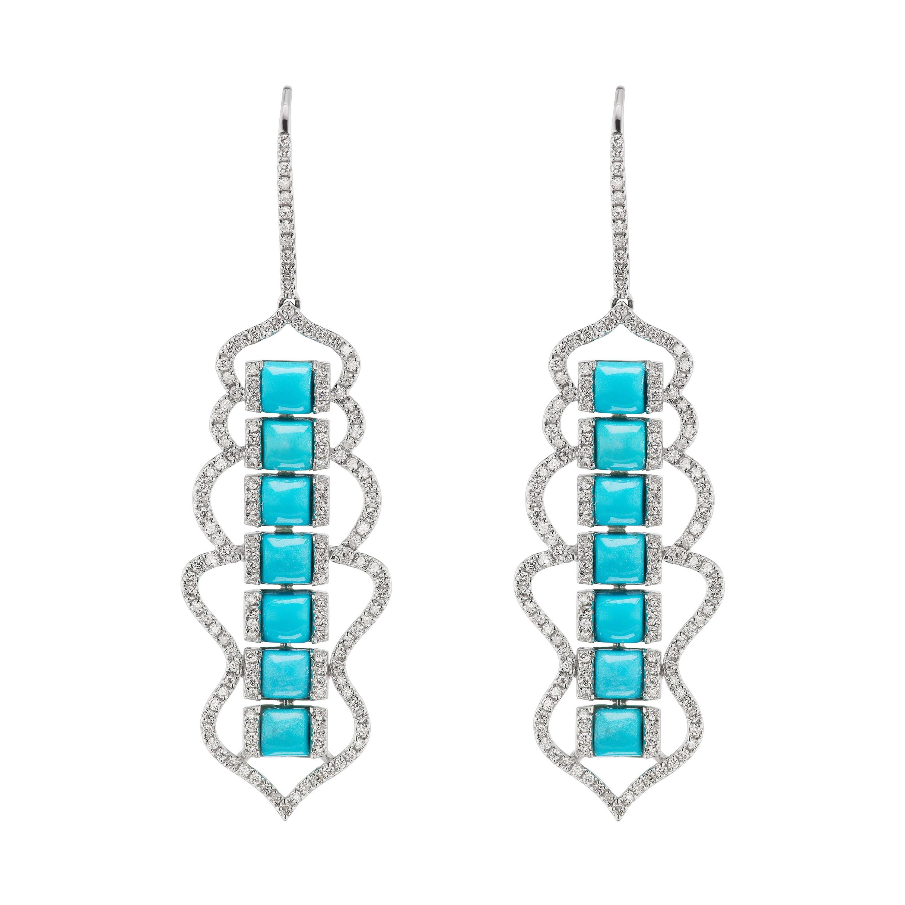 Robin S Egg Turquoise And Diamond Pave Drop Earrings At 1stdibs