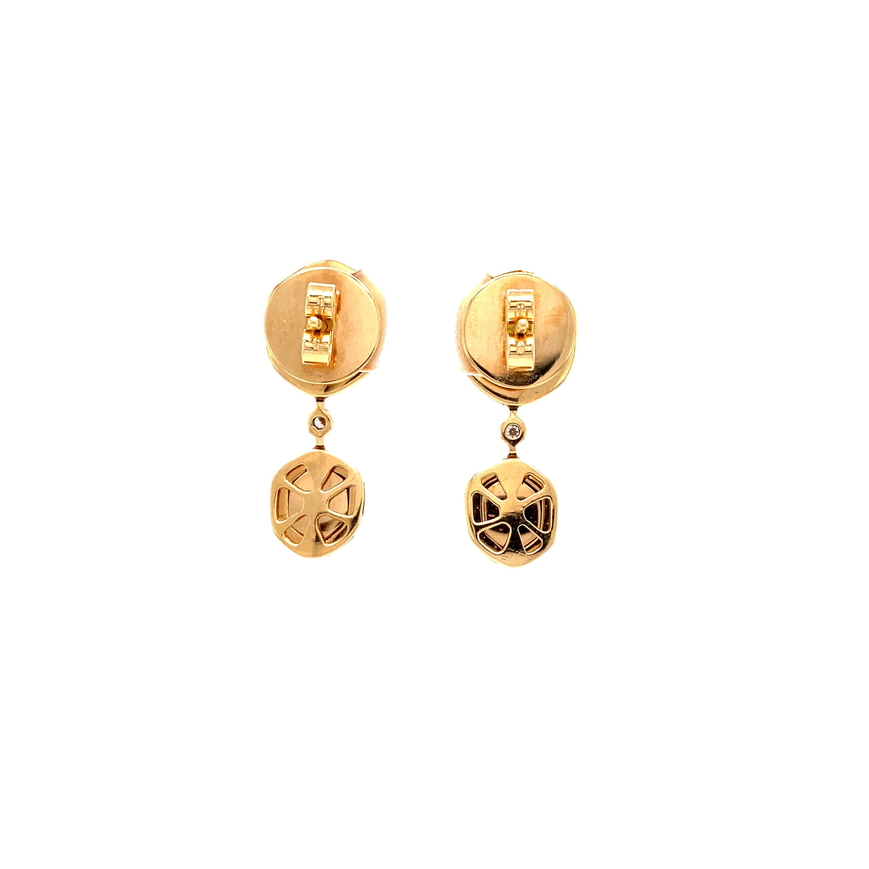 Orecchini a goccia in oro rosa 18k Smalto azzurro Guilloche 96 Diamanti 0,53 ct G VS in vendita 5