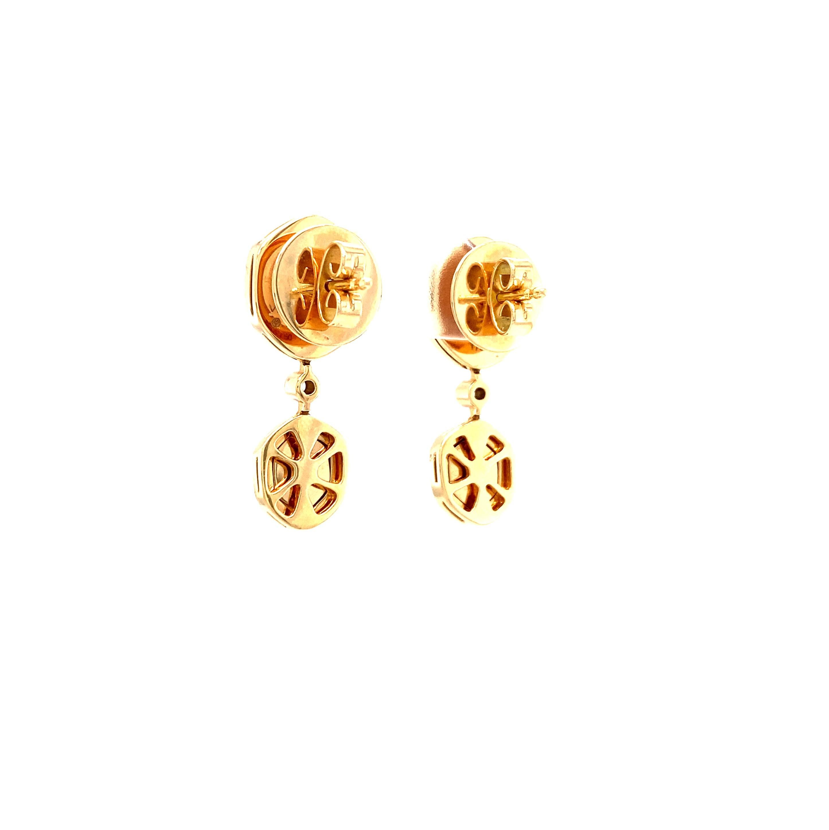 Orecchini a goccia in oro rosa 18k Smalto azzurro Guilloche 96 Diamanti 0,53 ct G VS in vendita 6