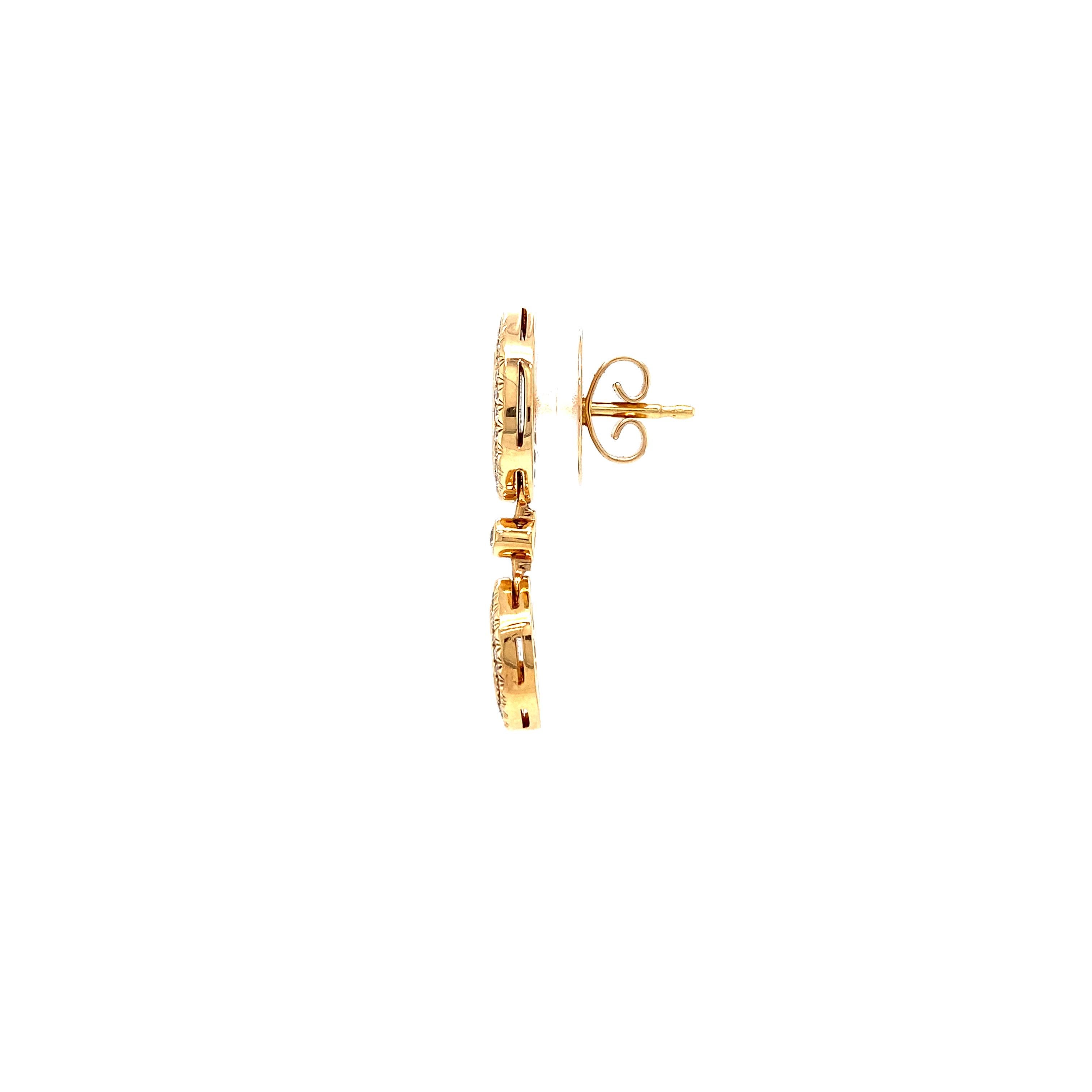 Orecchini a goccia in oro rosa 18k Smalto azzurro Guilloche 96 Diamanti 0,53 ct G VS in vendita 7