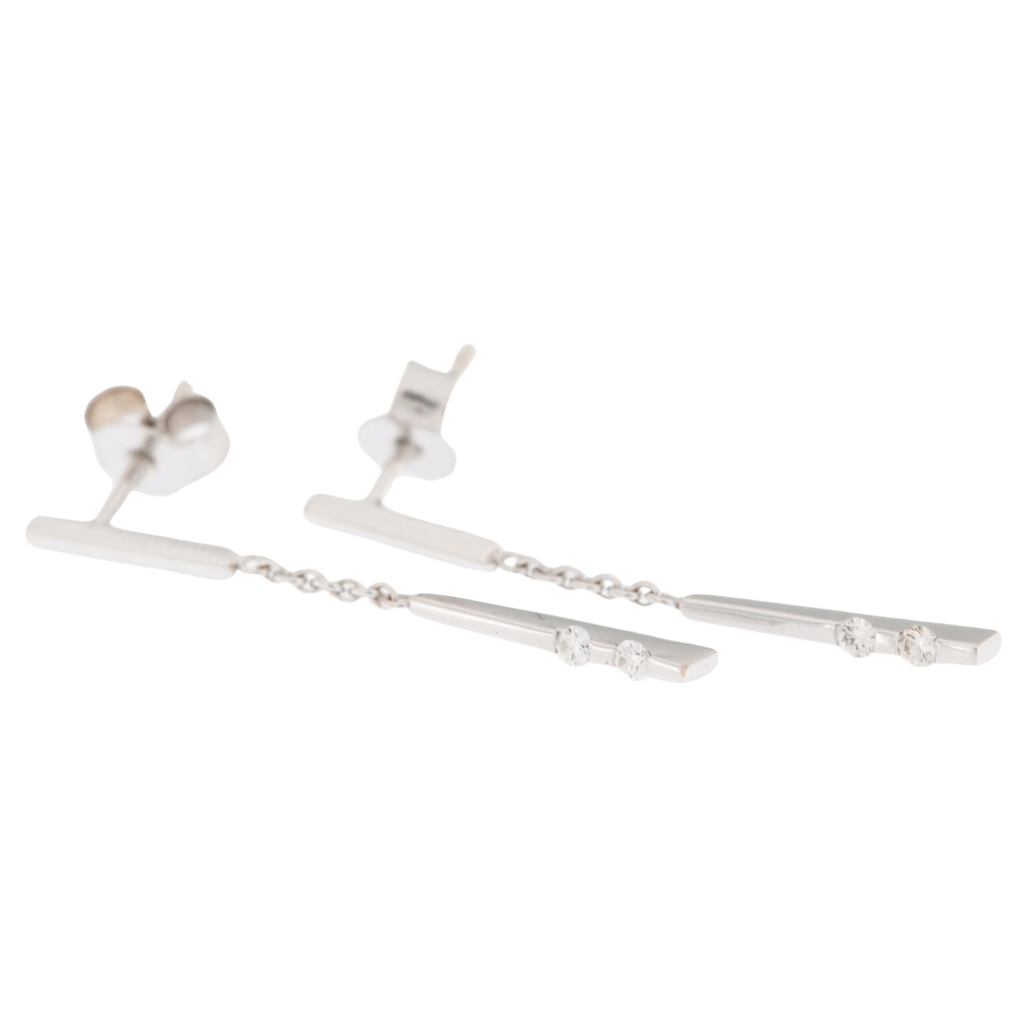 Drop Earrings 18kt White Gold with Diamonds For Sale