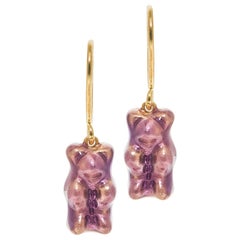 Drop Earrings Gummy Bears Grape Gift 18 Karat Silver Gold-Plated Greek Jewelry