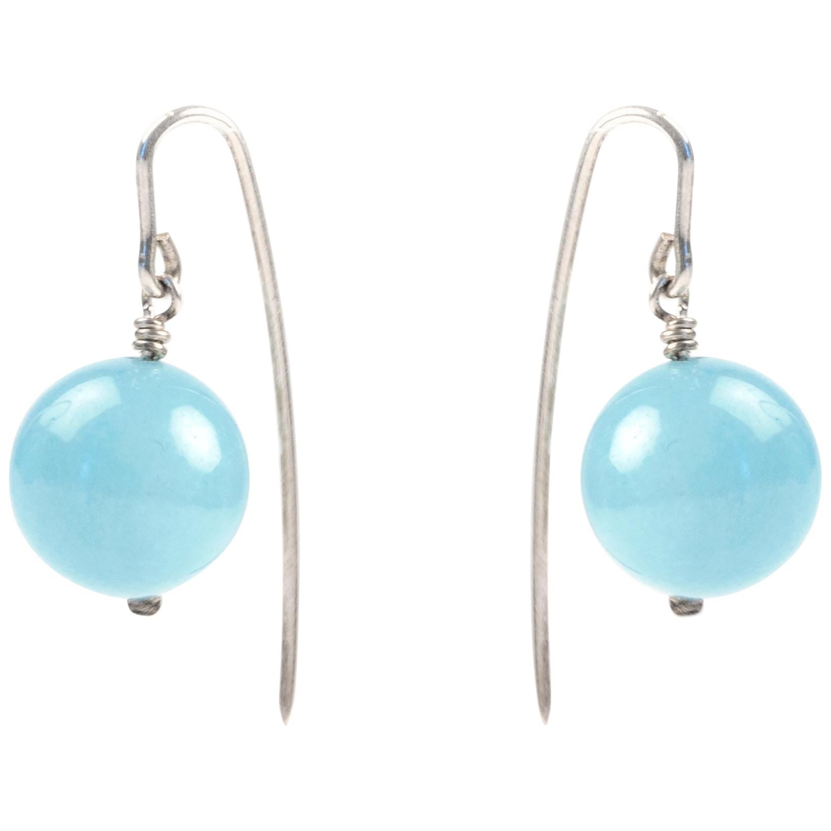 Drop Earrings in Silver and Agate by Anne Leger For Sale