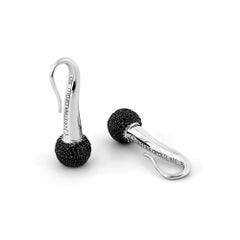 Drop Earrings In Sterling Silver With Black Diamonds