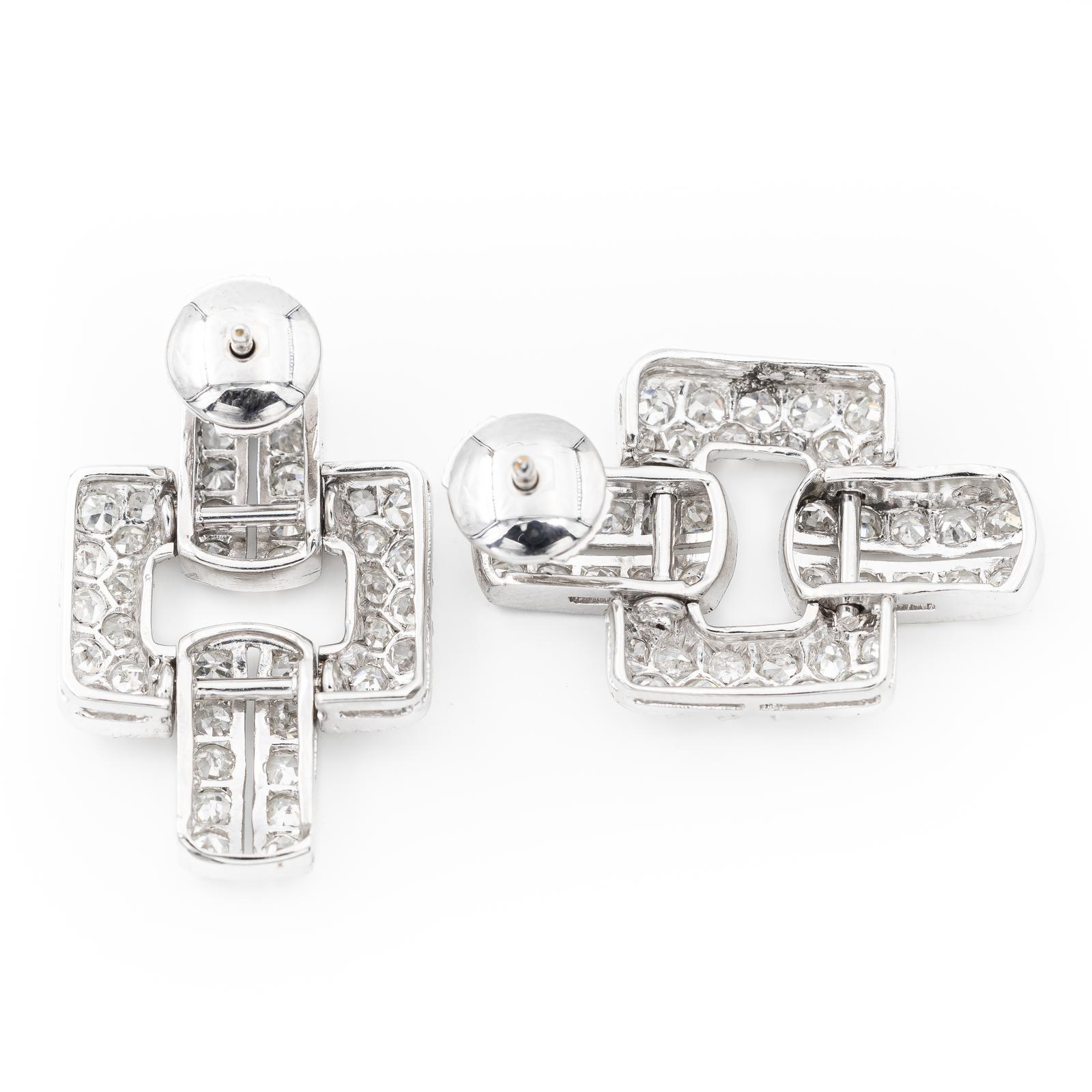 Boucles d'oreilles pendantes Platine Diamant Pour femmes en vente