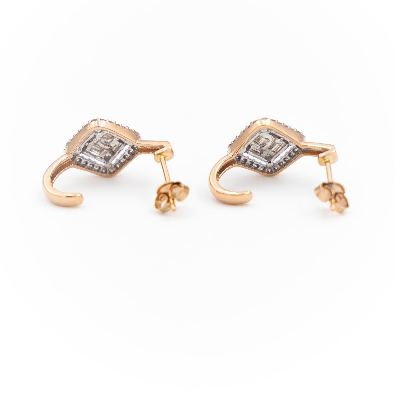 Brilliant Cut Drop Earrings Rose Gold Diamond