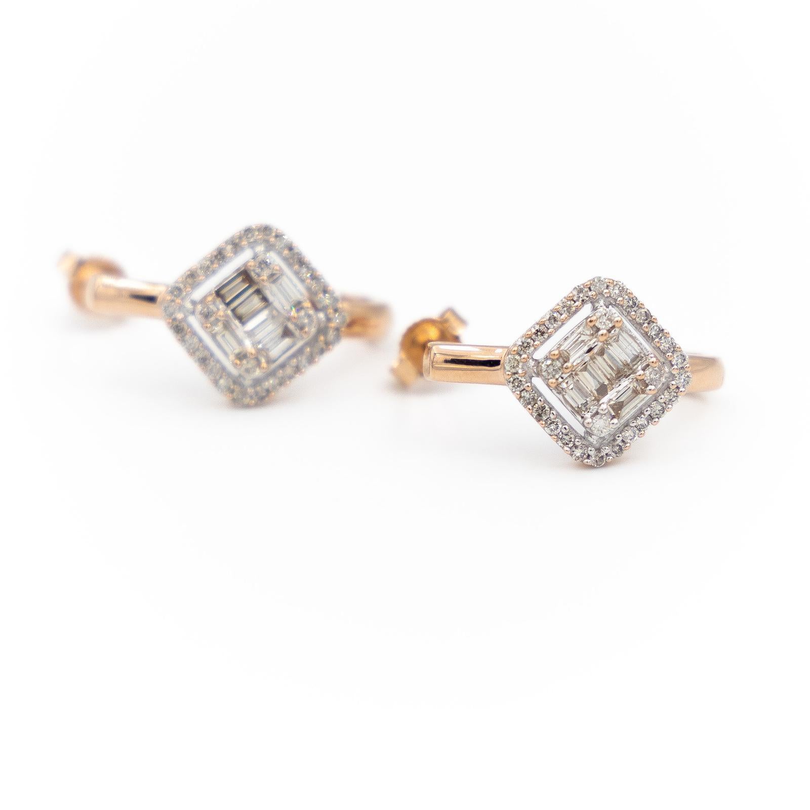 Drop Earrings Rose Gold Diamond In Excellent Condition In PARIS, FR