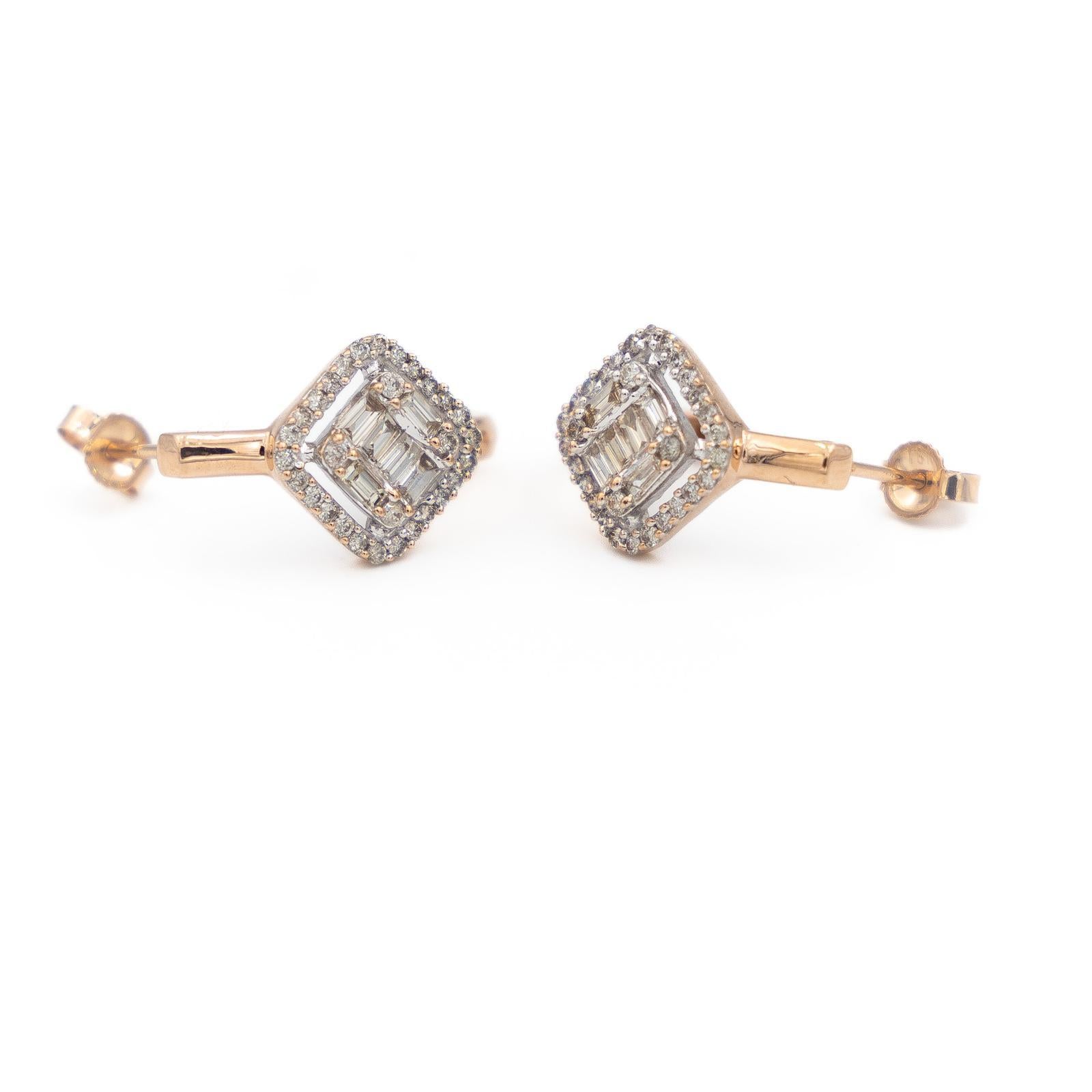 Women's Drop Earrings Rose Gold Diamond