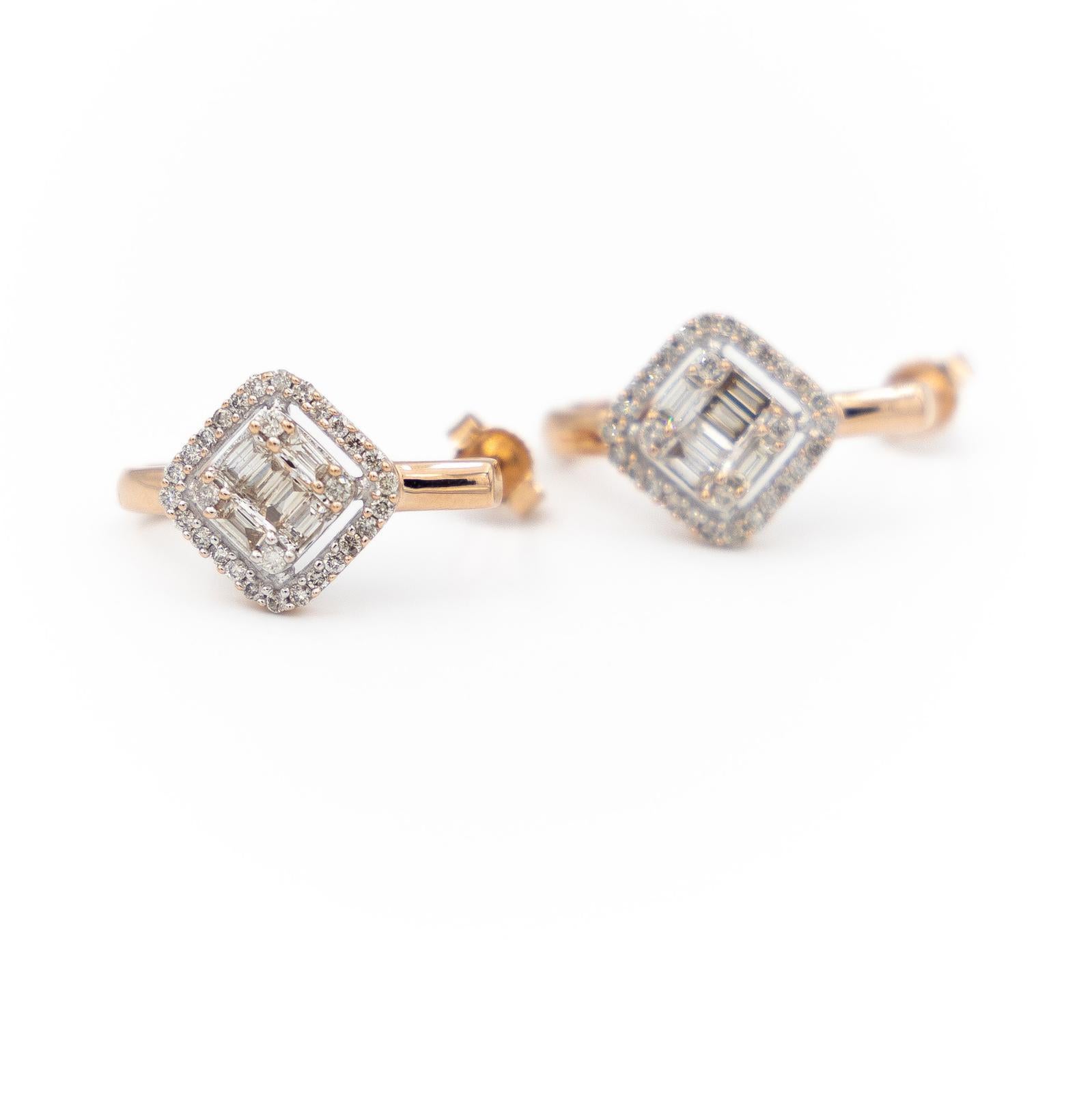 Drop Earrings Rose Gold Diamond 1