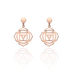 Handcrafted Drop Earrings with the Muladhara Root Chakra in 14Kt Gold