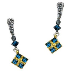 Drop Earrings with Blue Swarovski Crystals, S239