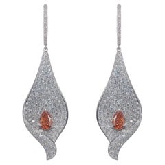 Drop Earrings with GIA-Certified 1.01ct Fancy Vivid Yellowish Orange Diamonds
