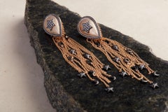 Pendientes Gota con Borlas Lunas y Estrellas en Oro Vermeil