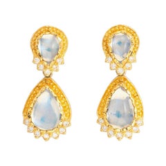 Victor Velyan Moonstone and Diamonds Earrings 