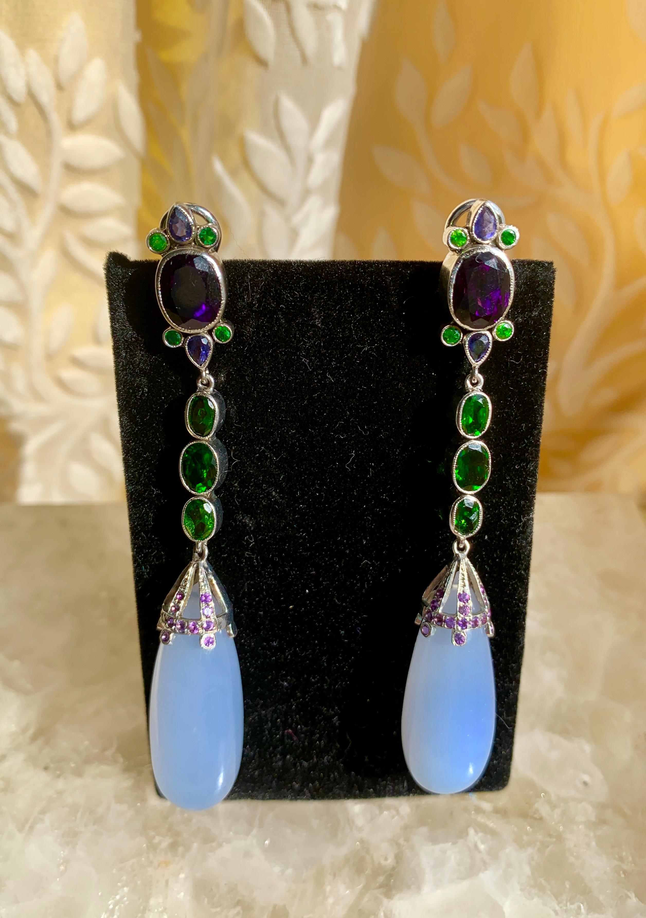 blue chalcedony earrings