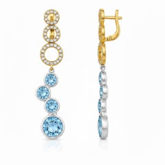Drop Earrings with Natural Sky Blue Topaz, silver, gold