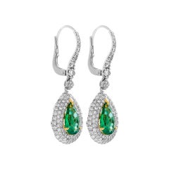 Drop Earrings with Pear Shape Emeralds 6.96ct and Diamonds