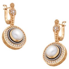 Drop Earrings with Pearls and Zircon Stones, Dimitrios Exclusive S259