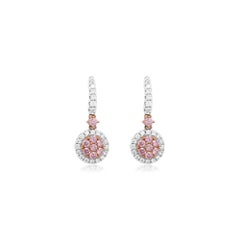 Orecchini pendenti con diamanti rosa Argyle taglio brillante e diamanti bianchi