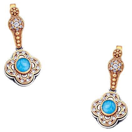 Drop Earrings with Turquoise Stones, Dimitrios Exclusive S57 For Sale