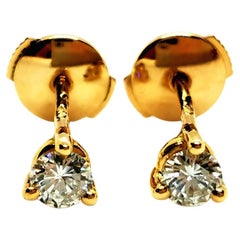 Vintage Drop Earrings Yellow Gold Diamond