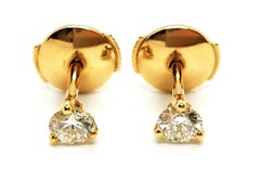 Vintage Drop Earrings Yellow Gold Diamond