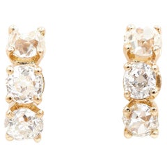 Vintage Drop Earrings Yellow Gold Diamond