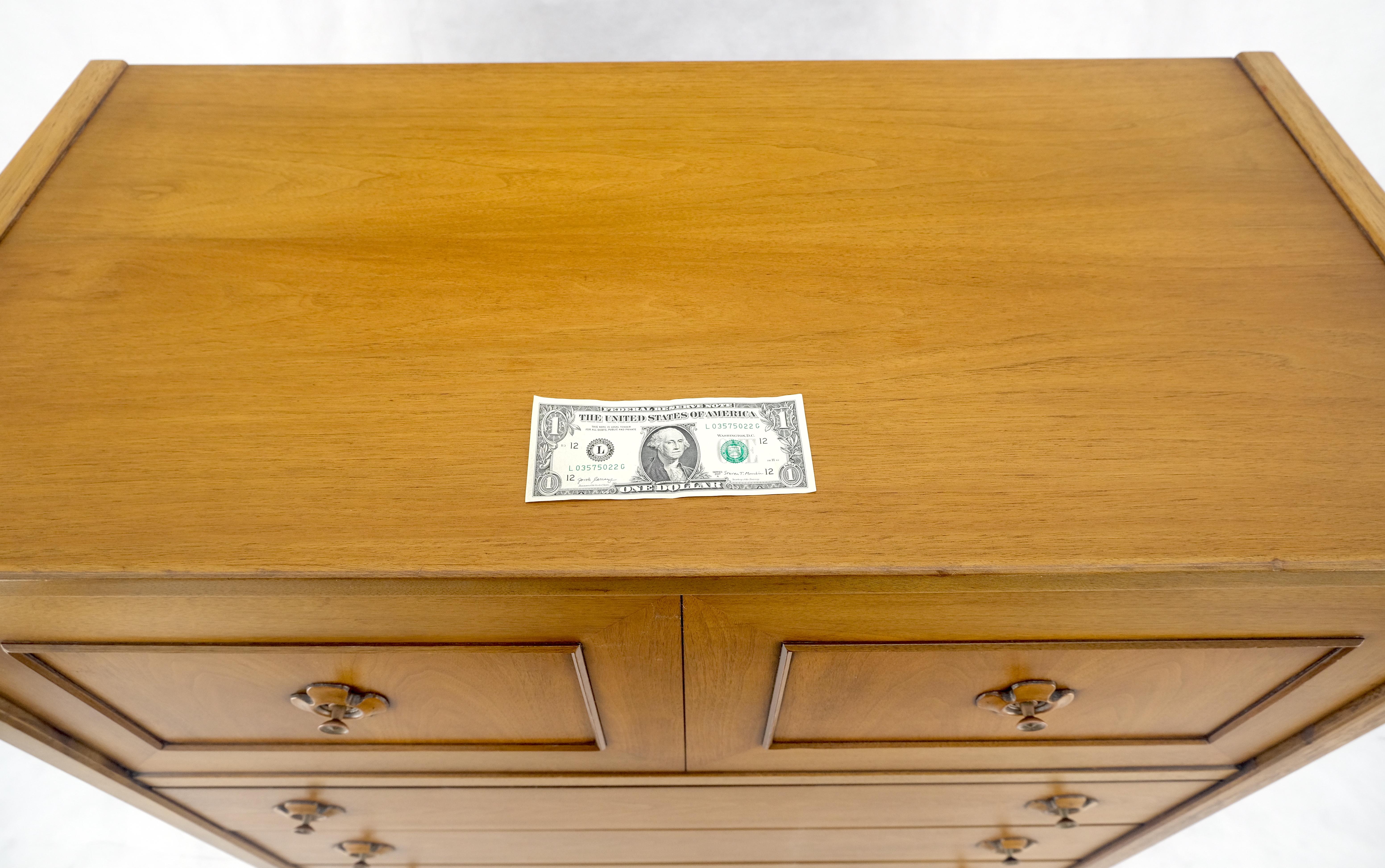 Walnut Drop Front Compartment 5 Drawer High Chest 46