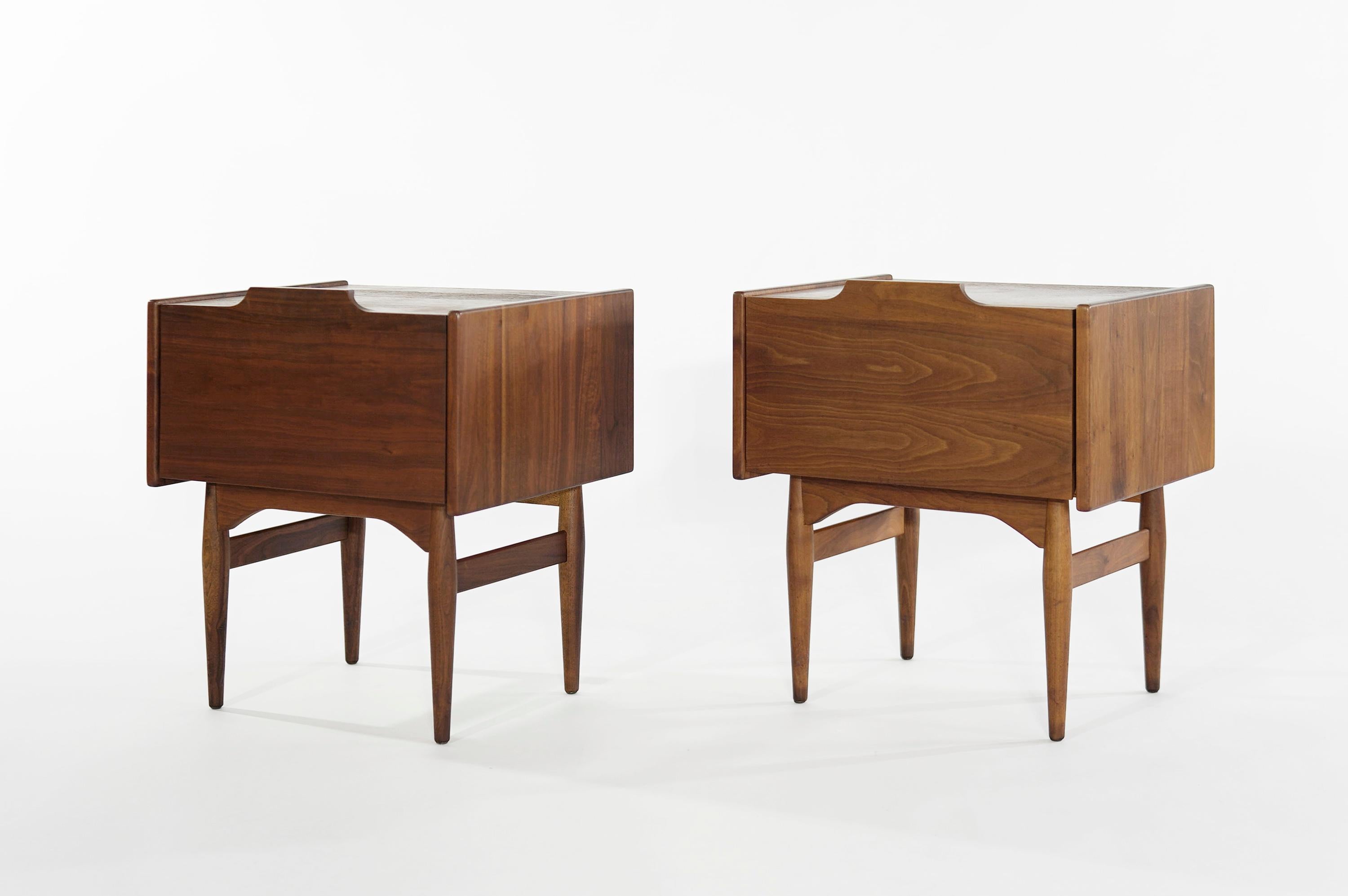 Mid-Century Modern Drop Front End Tables by John Keal for Brown Saltman, circa 1950s