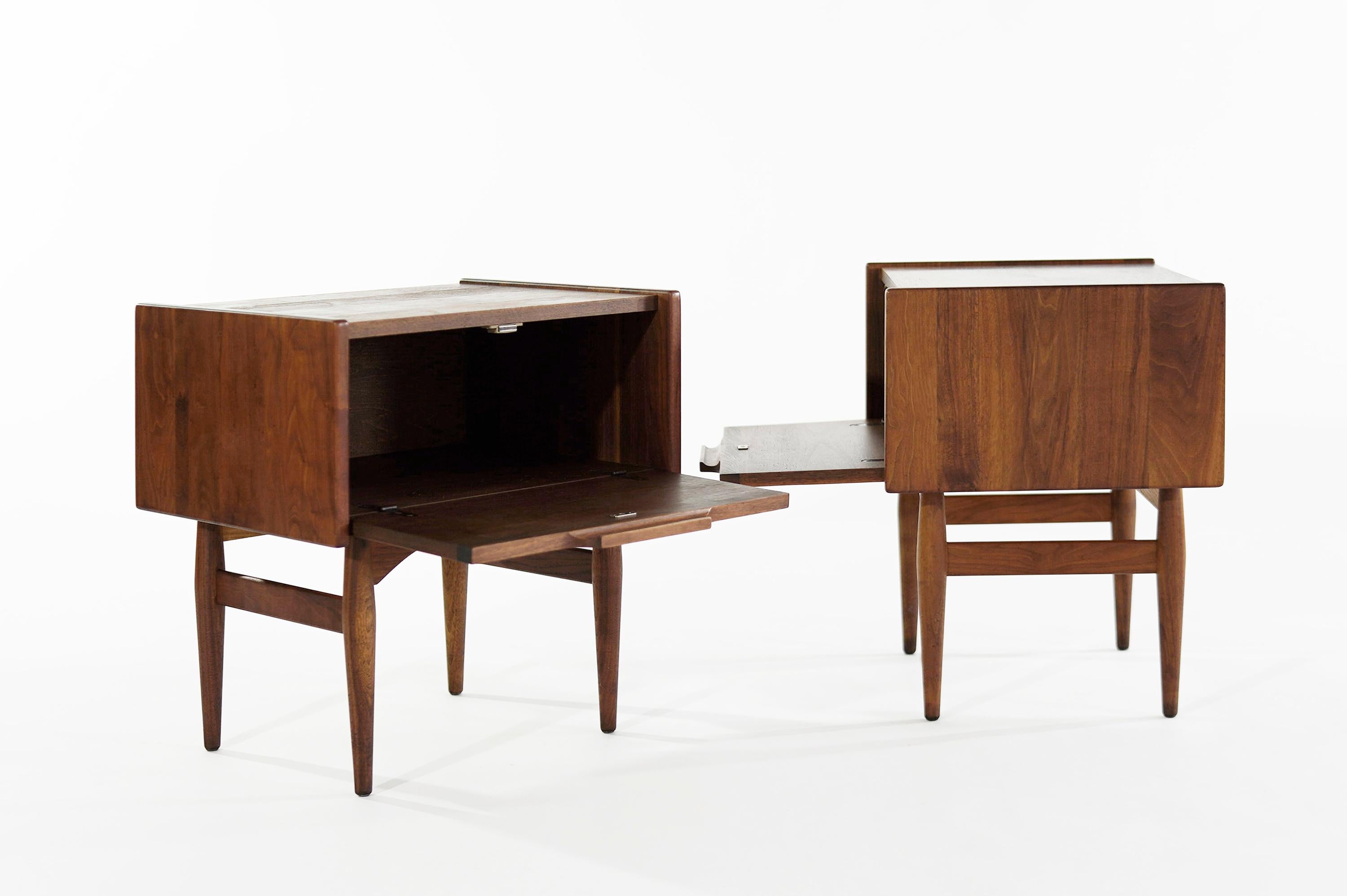 20th Century Drop Front End Tables by John Keal for Brown Saltman, circa 1950s