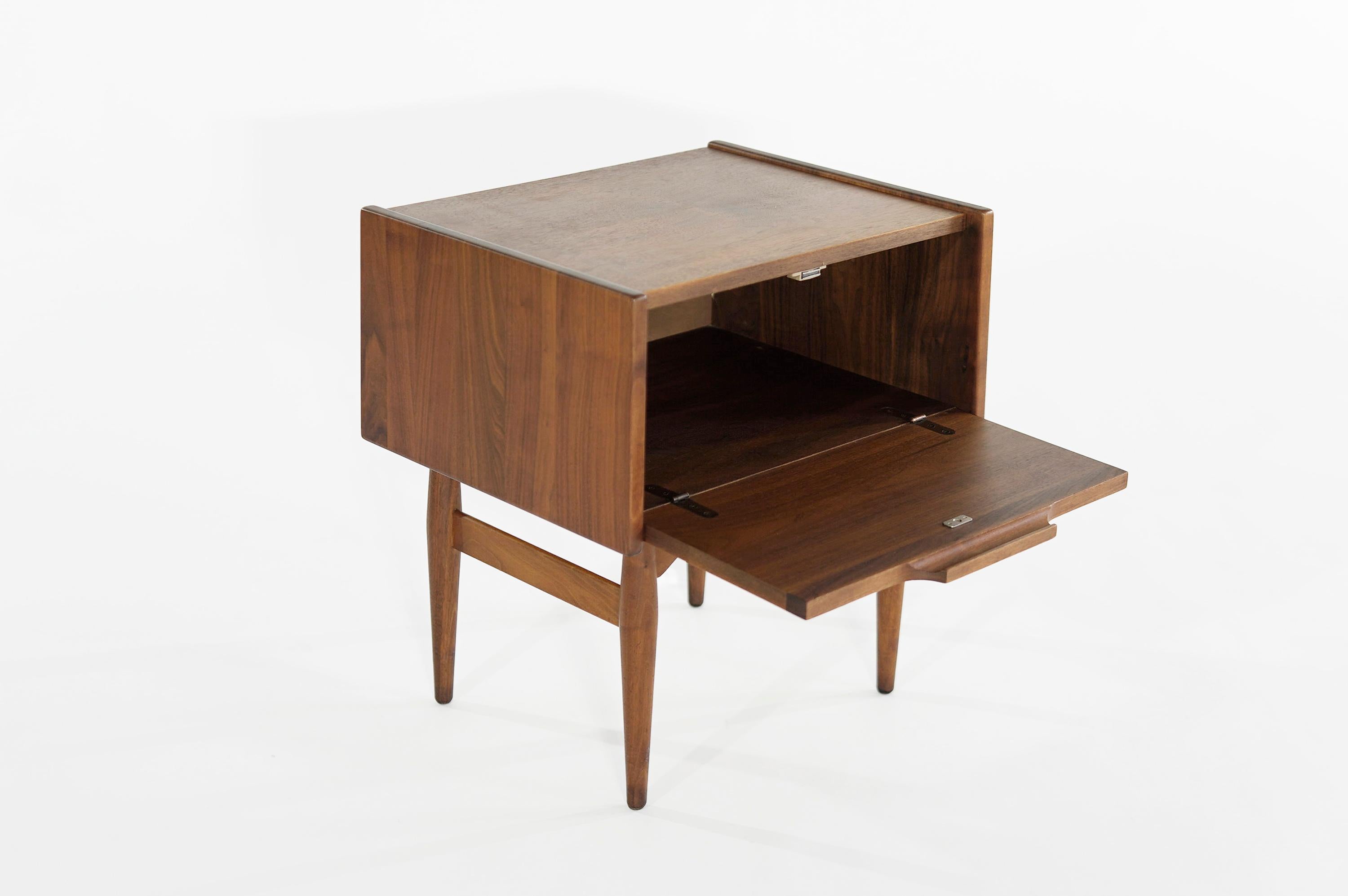 Walnut Drop Front End Tables by John Keal for Brown Saltman, circa 1950s