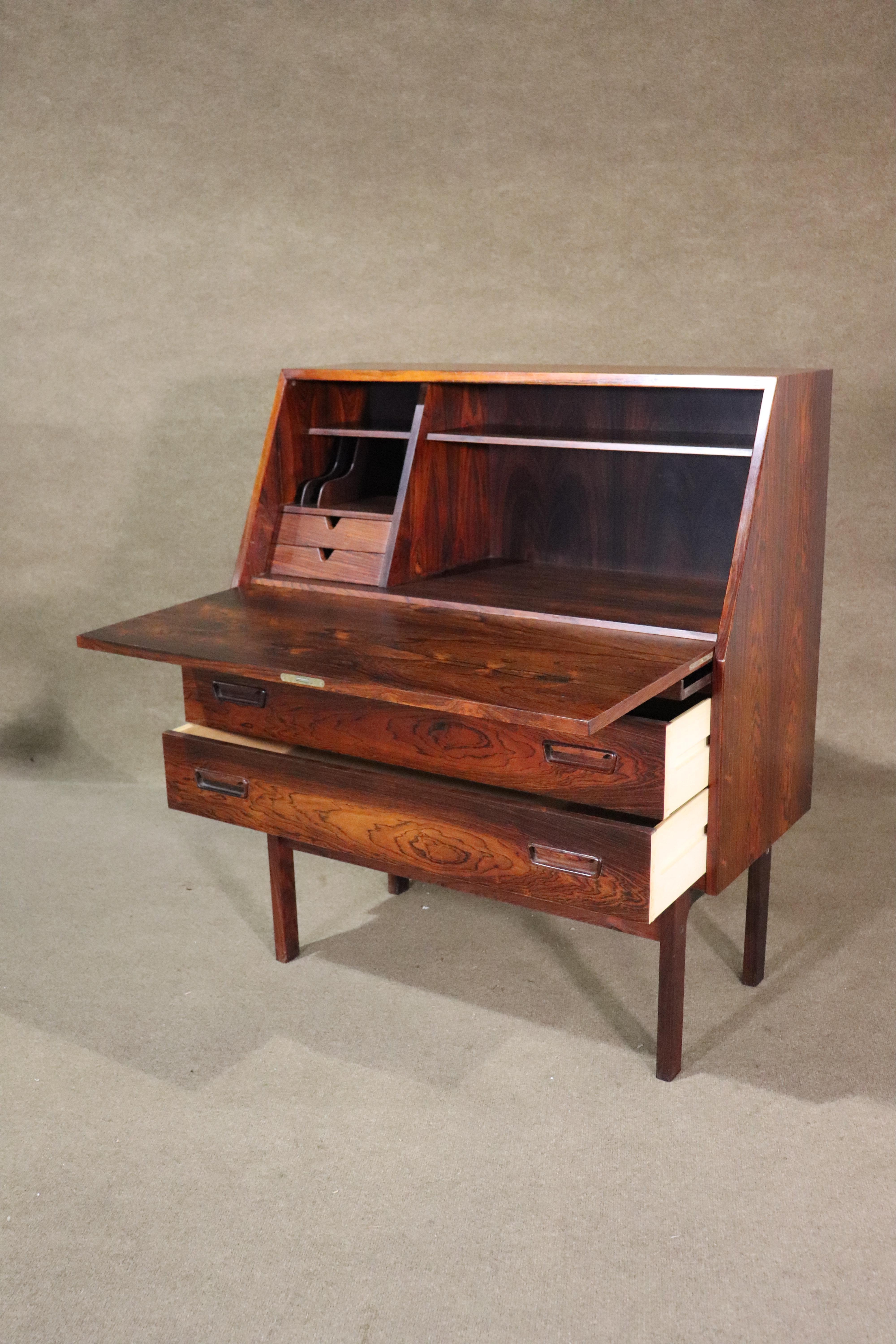 Mid-Century Modern Drop Front Secretary Desk by Arne Wahl Iversen For Sale