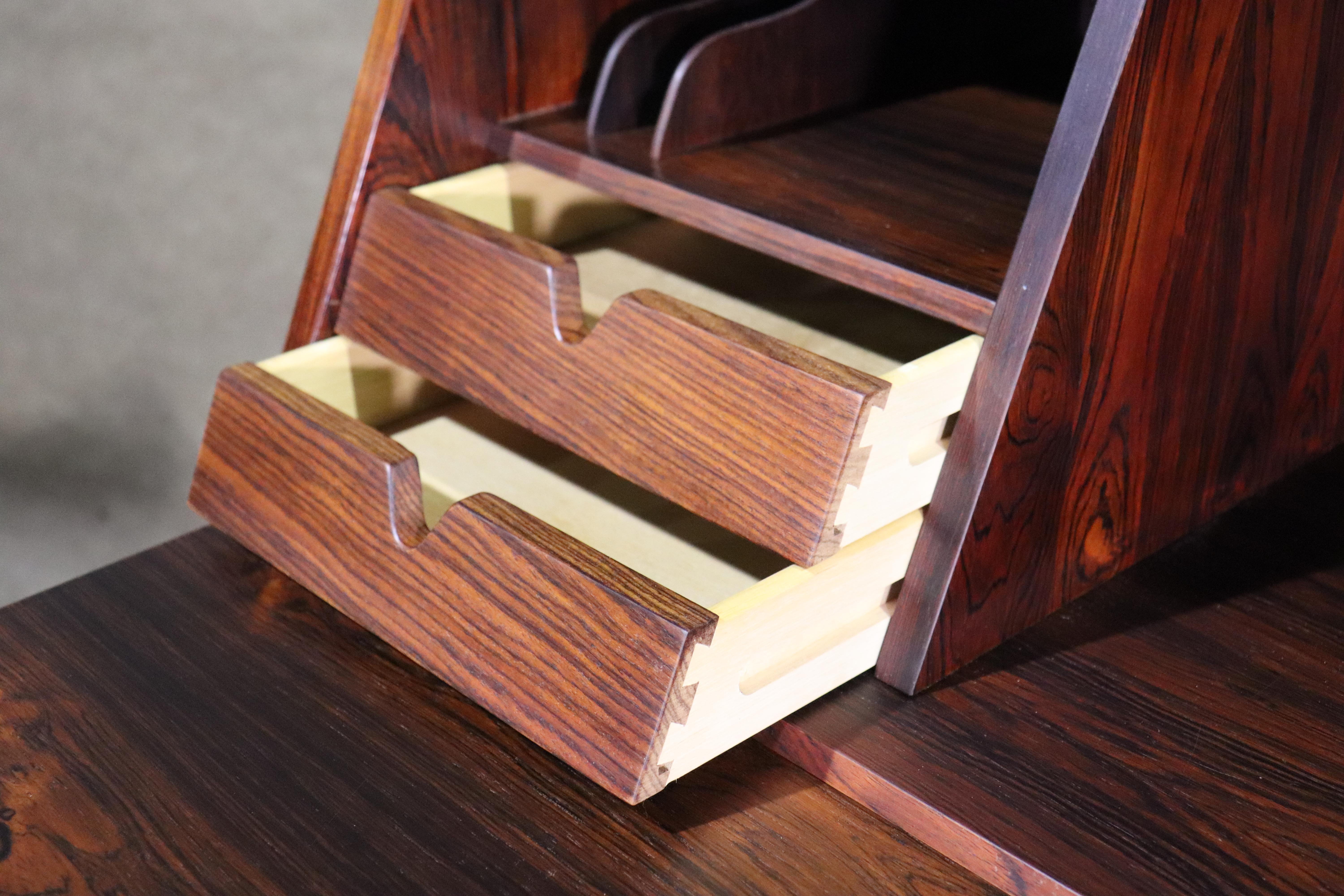 Rosewood Drop Front Secretary Desk by Arne Wahl Iversen For Sale