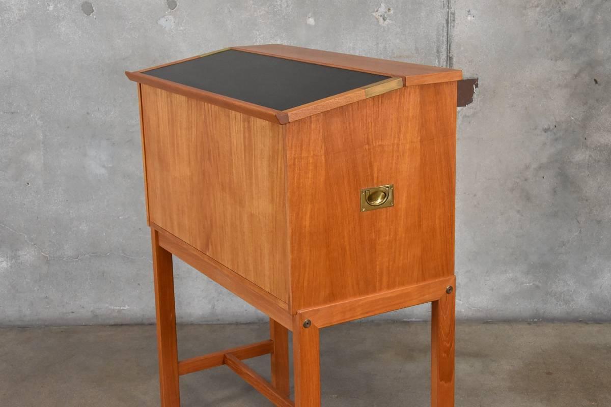 20th Century Drop Front Teak Bar Cabinet by Dyrlund For Sale