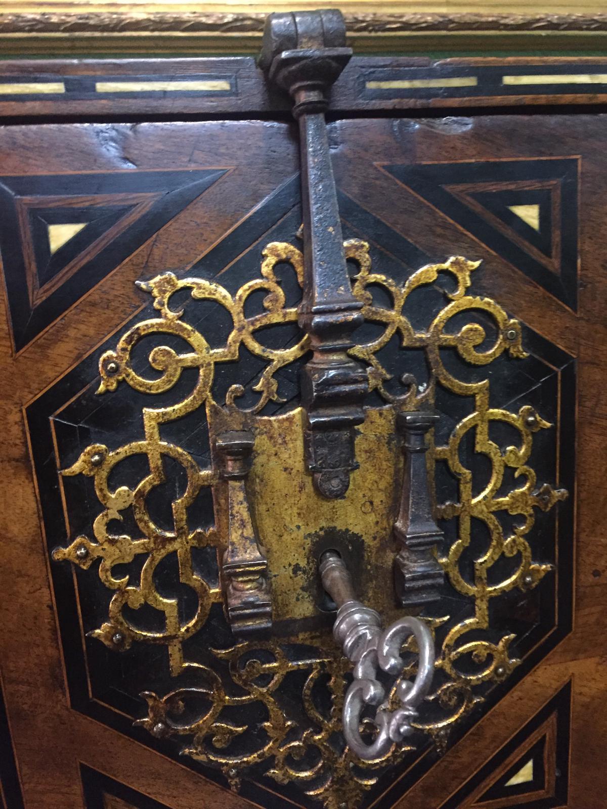 18th Century and Earlier Drop Front Toledo Desk or Vargueño, Walnut, Ebony, Etc, Spain, 17th Century