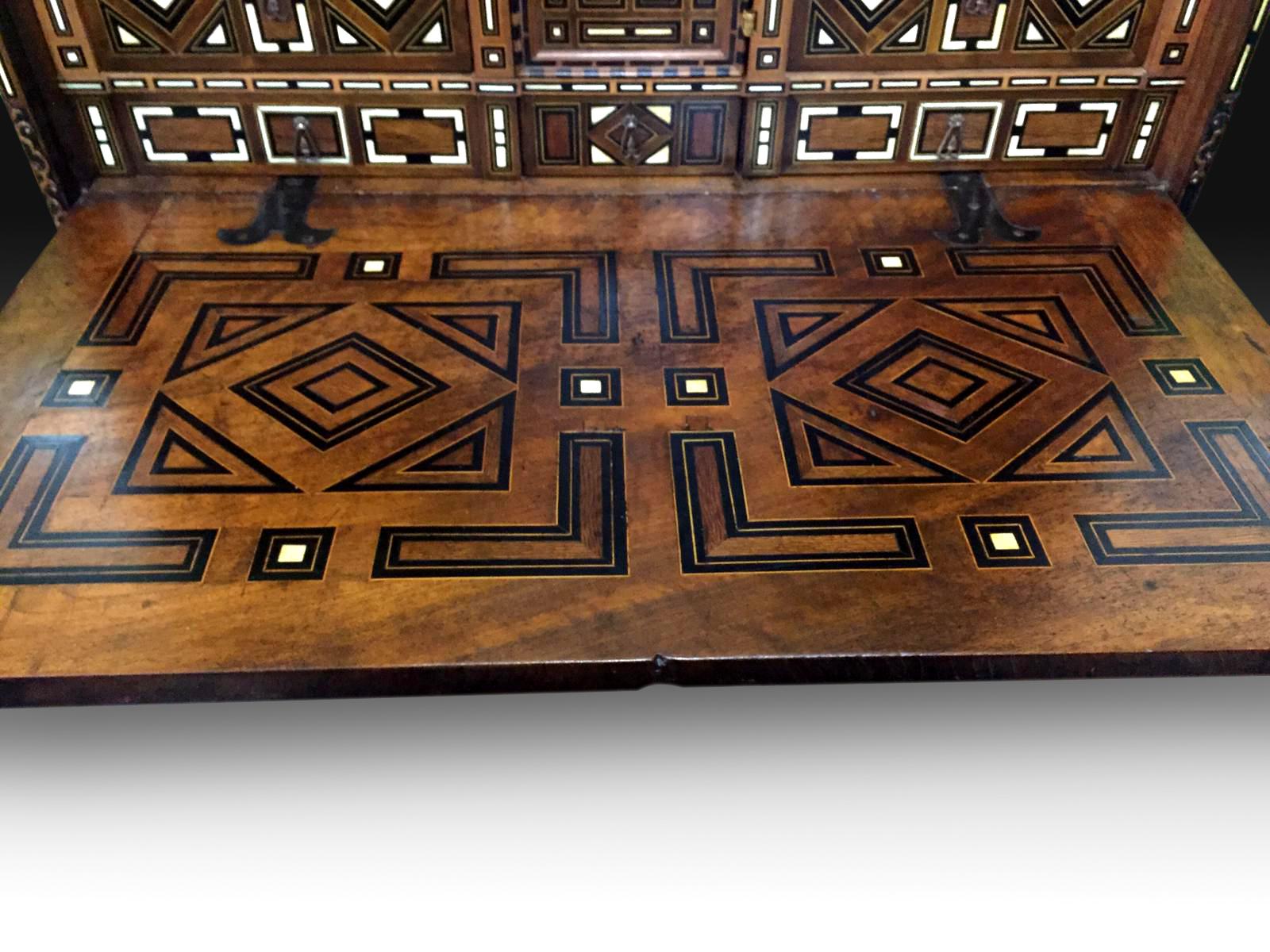 Drop Front Toledo Desk or Vargueño, Walnut, Ebony, Etc, Spain, 17th Century 1