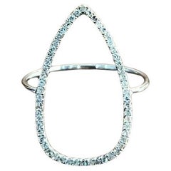 Drop Geometric Minimalist Brilliant Cut White Diamond 14 Karat White Gold Ring