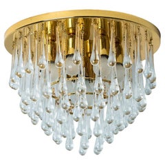 Einbaubeleuchtung aus Goldglas und Messing mit Tropfen von Ernst Palme, 1970er Jahre