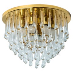 Drop Gold Glass and Brass Flush Mount by Ernst Palme, 1970s