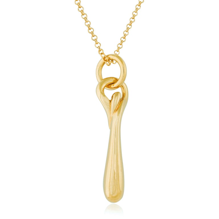 Drop 14k Gold Necklace For Sale at 1stDibs