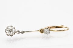 Drop golden earrings with old-European cut diamonds 0.70ct