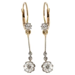 Antique Drop golden earrings with old-European cut diamonds 0.70ct