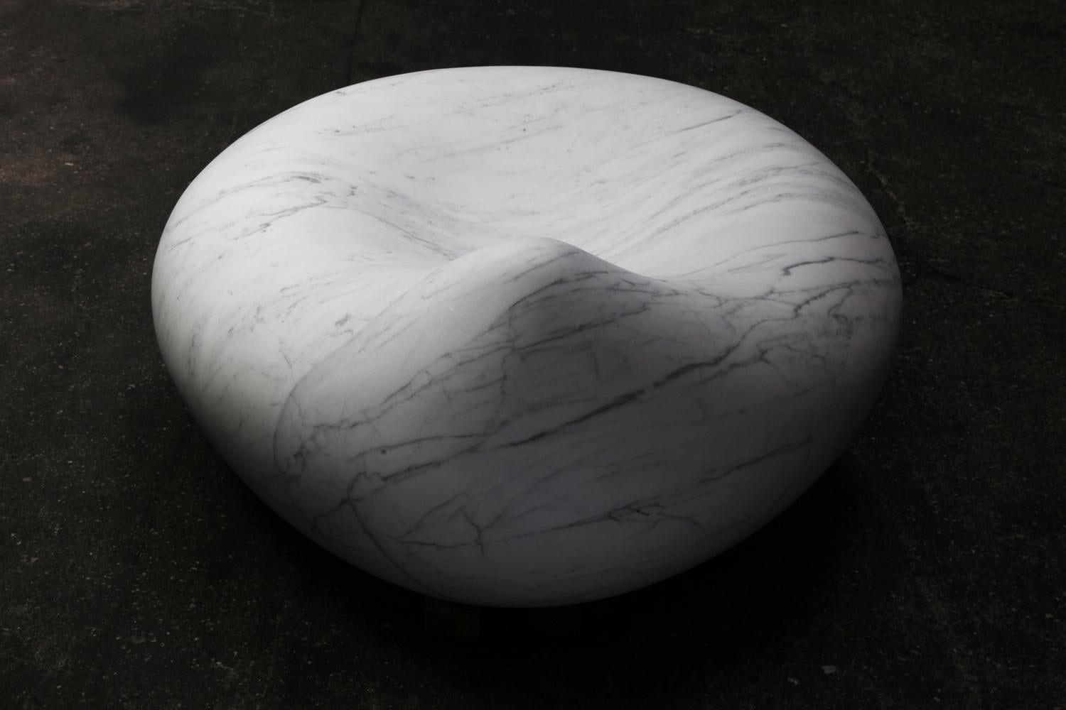 Hand-Carved Drop Hand Sculpted Chair in Marble by Stephen Shaheen For Sale