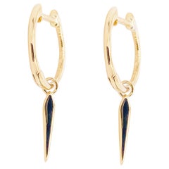 Drop Hoop Earrings, 14 Karat Yellow Gold Huggie Spike Drop, Gabriel EG14093Y4JJJ