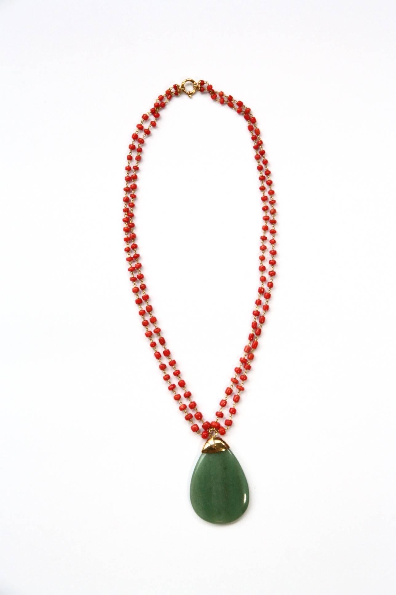 Drop  jade necklace  antiques Sciacca  Iatalian Coral 18kt gold 21,40.
All Giulia Colussi jewelry is new and has never been previously owned or worn. Each item will arrive at your door beautifully gift wrapped in our boxes, put inside an elegant