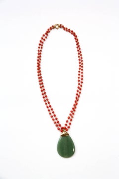 Drop Jade Necklace Sciacca Coral Gold