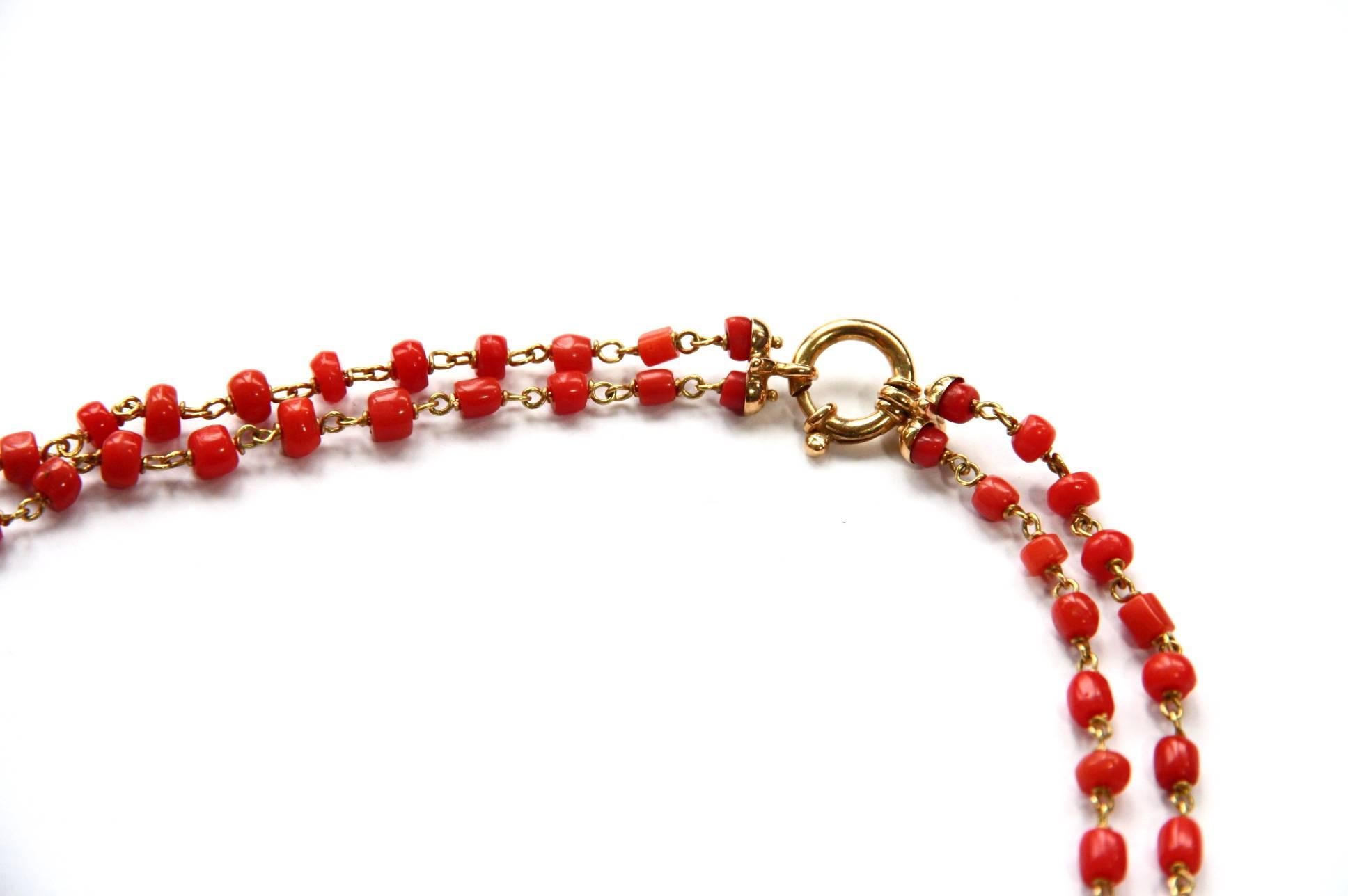 Artigiano Collana Goccia di Giada Sciacca Corallo Oro in vendita