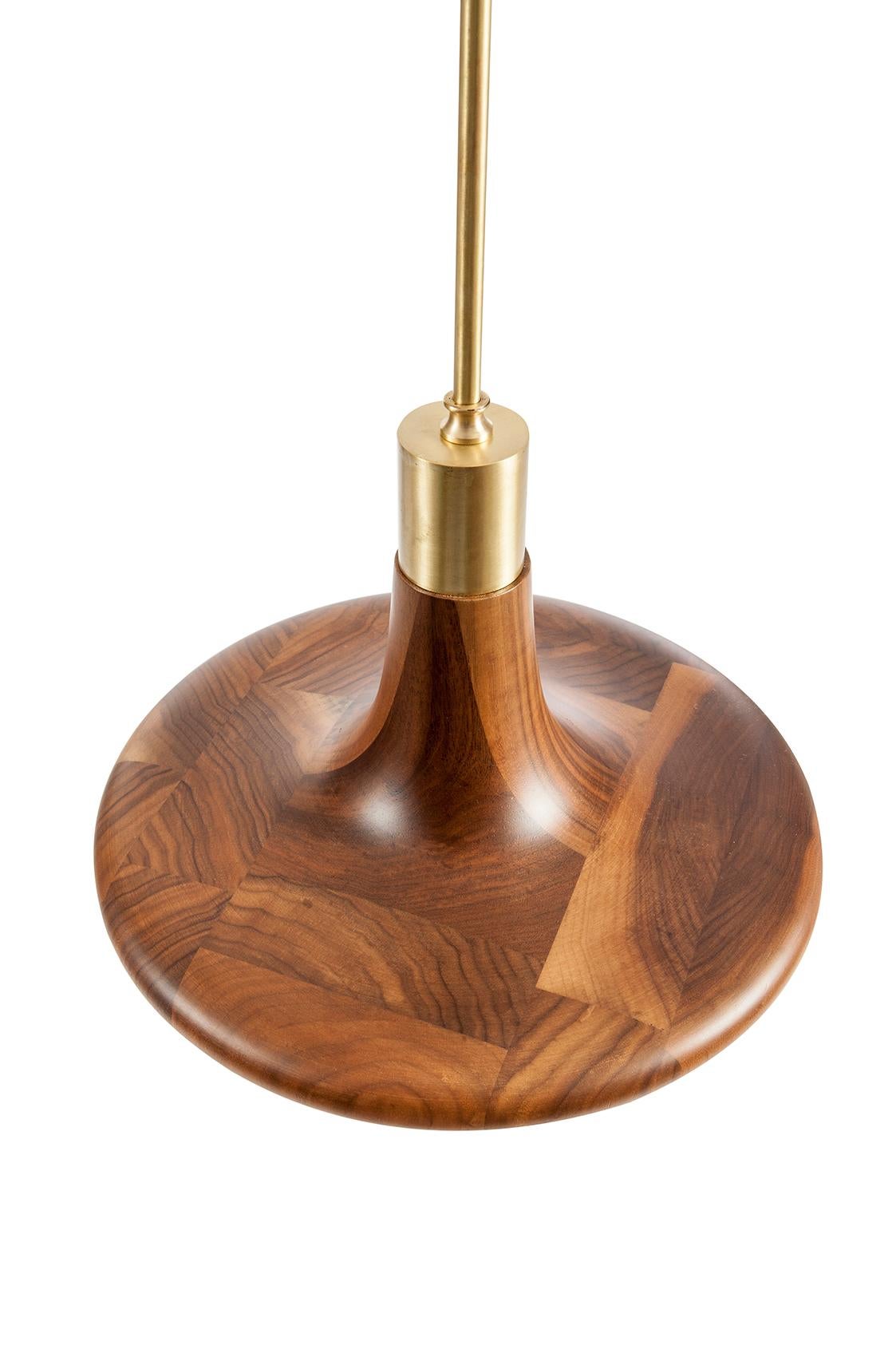 Organic Modern Drop Lamp, Minimalistic Wooden Pendant Lighting For Sale