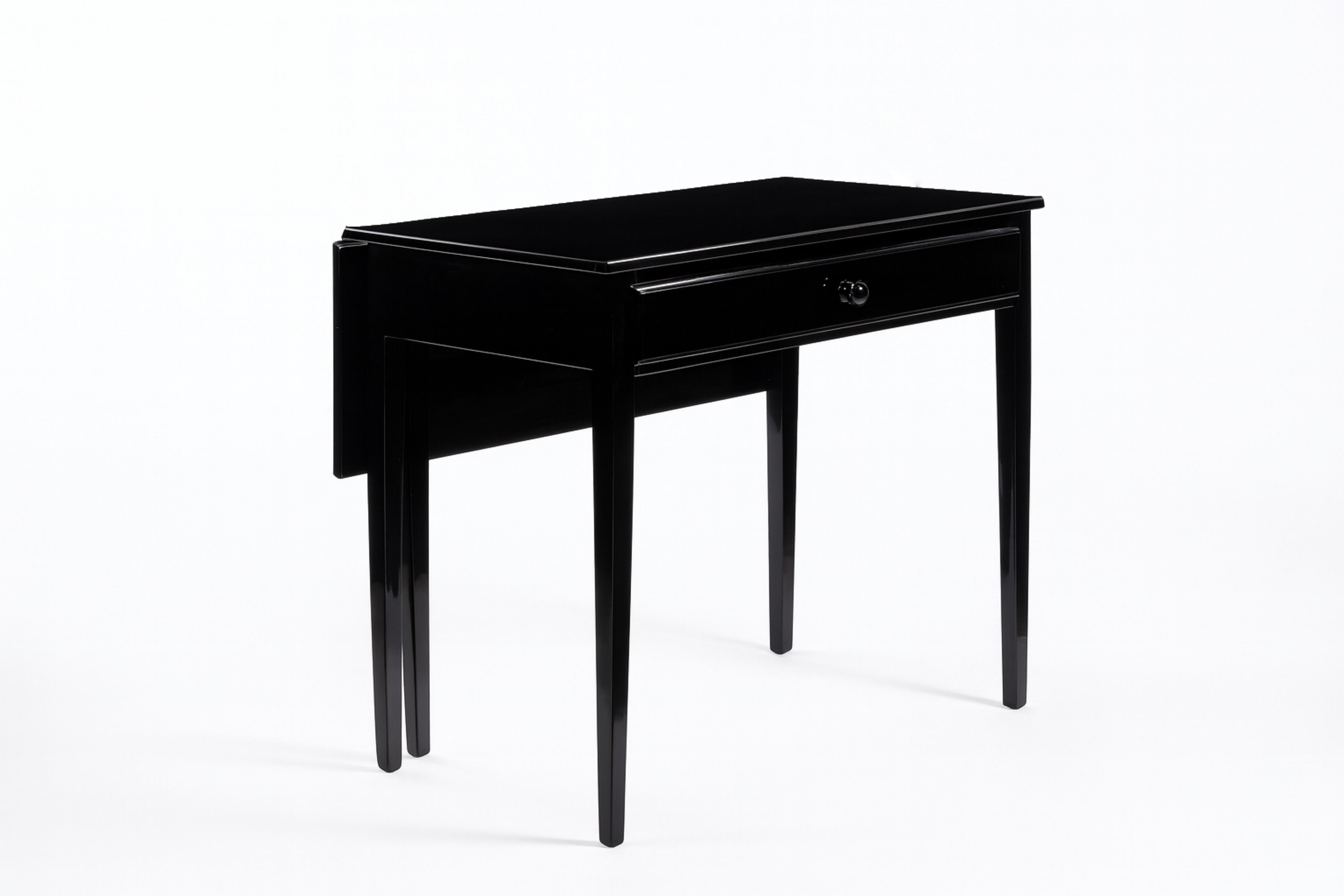 Portuguese Drop Leaf Black Lacquer Table, 19th century For Sale